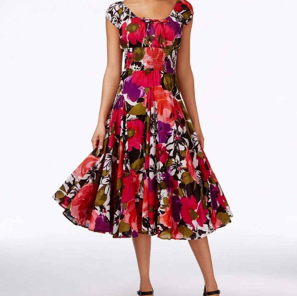 Grace elements fit & flair rose peasant dress